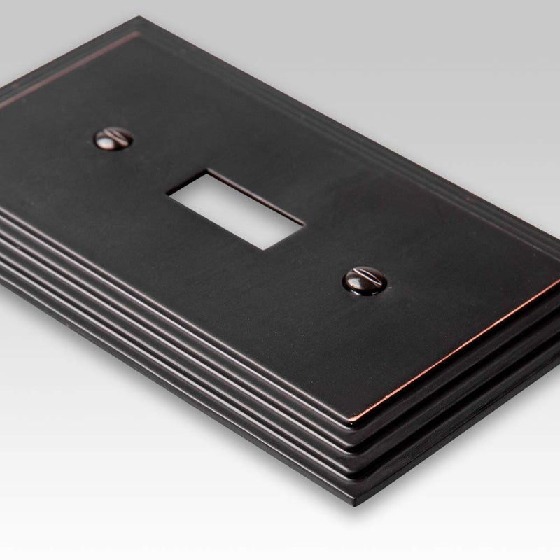 Amerelle Steps Triple Toggle Cast Metal Wallplate In Aged Bronze - Image 2